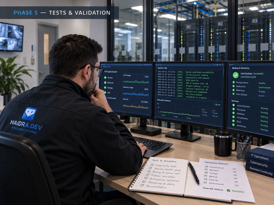 Phase 5 | tests et validation : mesures et relevés de contrôle sur une infrastructure en fonctionnement.